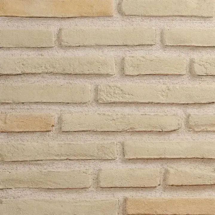 Stick Brick Crema kültür tuğlası duvar dokusu, yakın plan